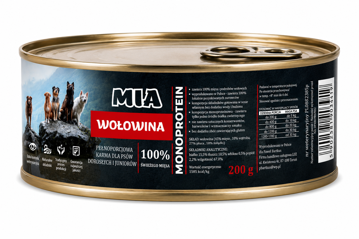 MIA Wołowina Monoprotein karma dla psa 200g