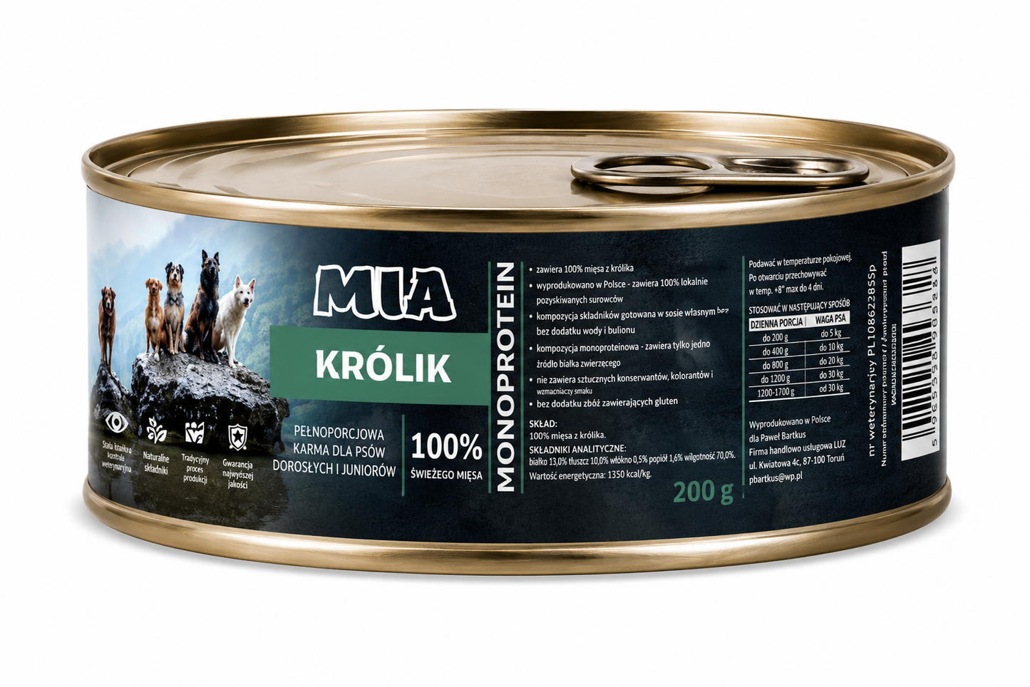 MIA Królik Monoprotein karma dla psa 200g