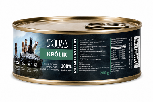 MIA Królik Monoprotein karma dla psa 200g