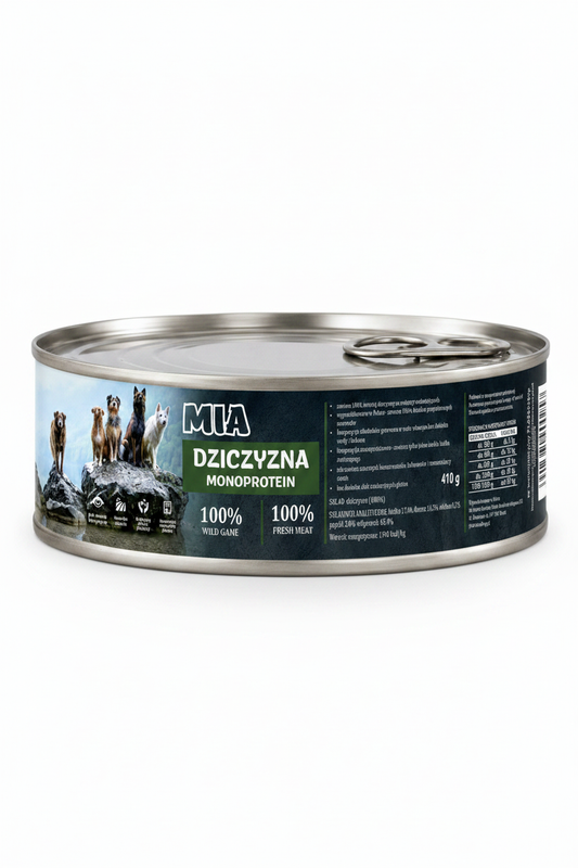 MIA Dziczyzna Monoprotein karma mokra dla psa 410g