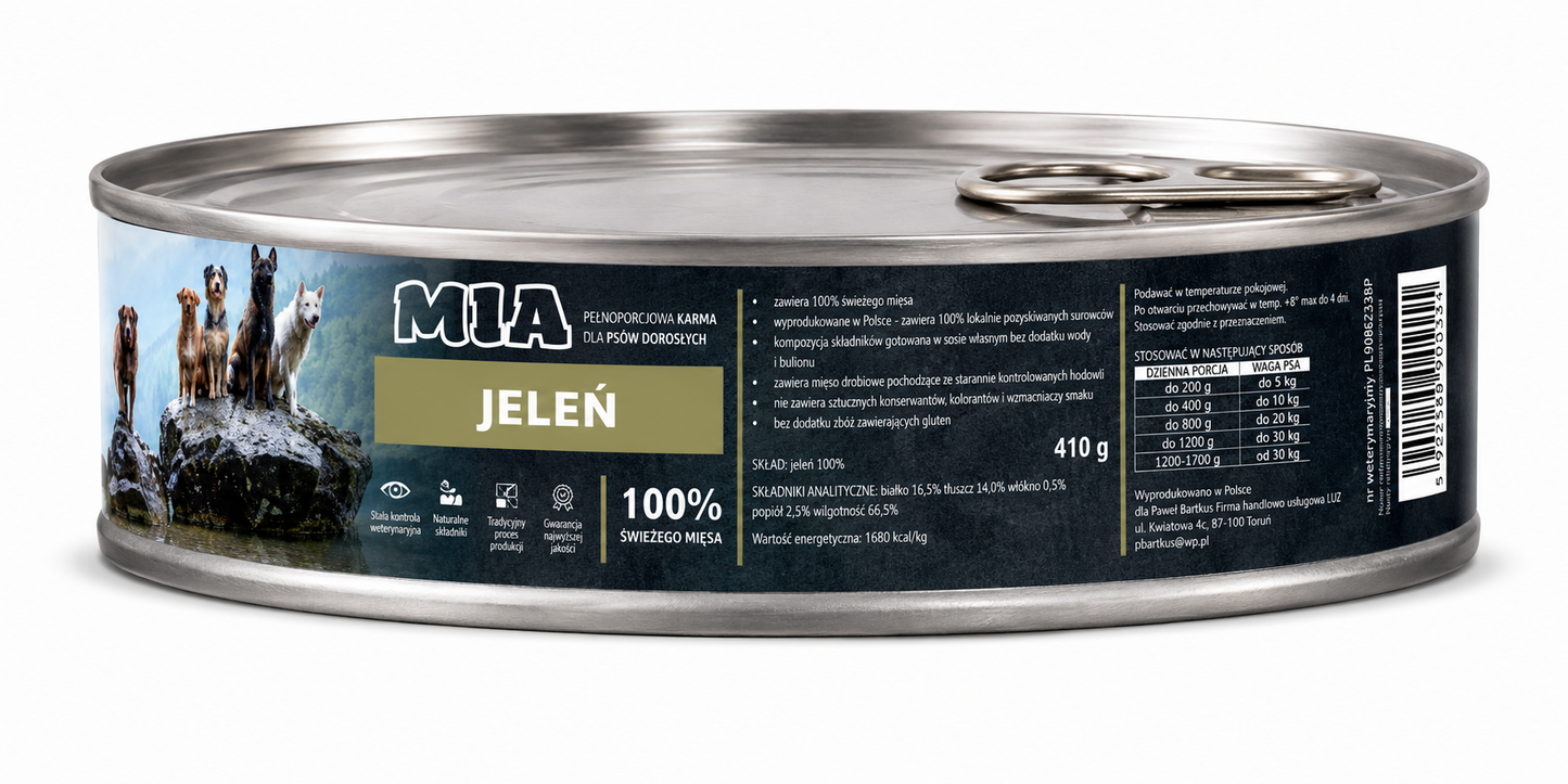 MIA Jeleń karma dla psa 410g