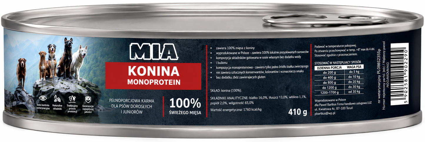 MIA Konina Monoprotein karma dla psa 410g