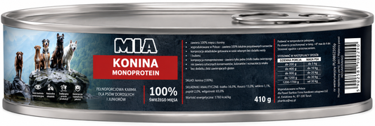 MIA Konina Monoprotein karma dla psa 410g