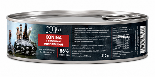 MIA Konina z ziemniakami Monobiałkowe karma dla psa 410g