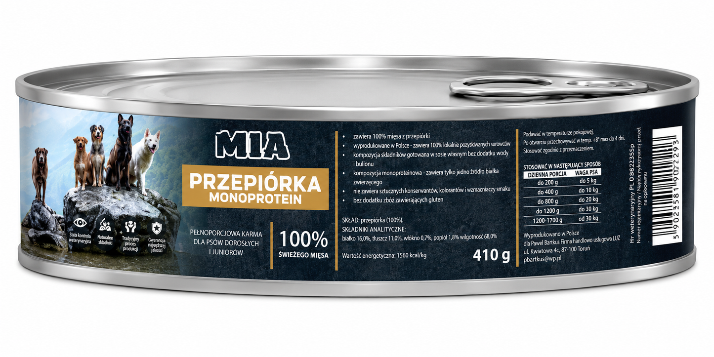 MIA Przepiórka Monoprotein karma dla psa 410g