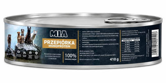 MIA Przepiórka Monoprotein karma dla psa 410g