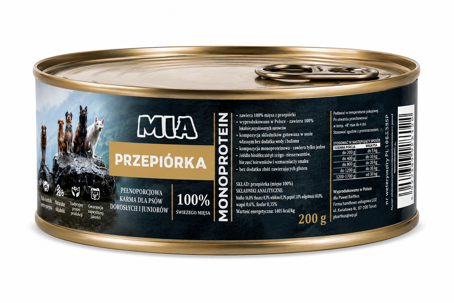 MIA Przepiórka Monoprotein karma dla psa 200g
