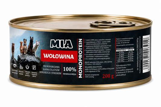 MIA Wołowina Monoprotein karma dla psa 200g